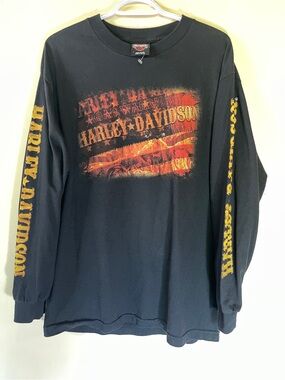Harley-Davidson Black Long Sleeve Shirt double sided and sleeve graphics.